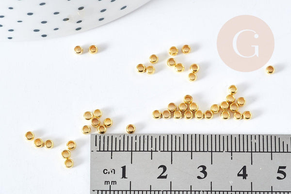 Perles à écraser laiton doré 2.5x1.5mm, fournitures dorées pour création bijoux, x5Gr (G2551)