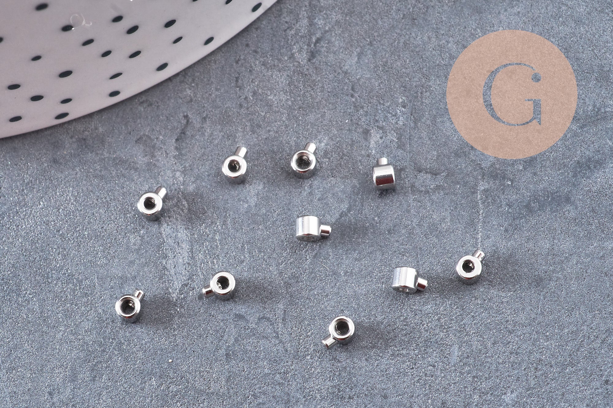 Perles à écraser tube 2 en 1 acier 304 inoxydable doré/platine IP 3.5x2mm x5 (G10748)