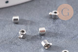 Perles à écraser tube 2 en 1 laiton platine ou dorée 4.5mm, x10 (G10825)