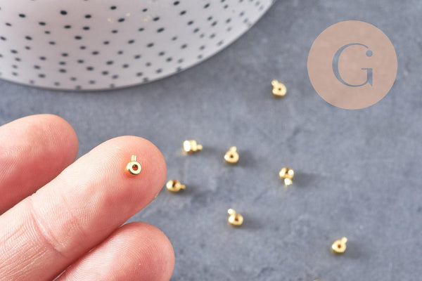 Perles à écraser tube 2 en 1 laiton platine ou dorée 4.5mm, x10 (G10825)