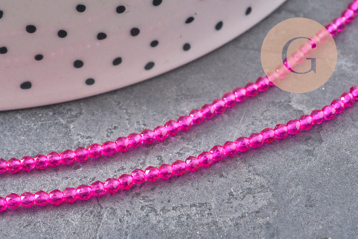 Perles abacus cristal à facette rose fuchsia 2mm, x1 fil de 36cm (G11342)-Perles-Gingerlily Perles