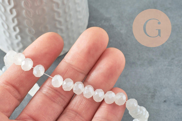 Perles abacus cristal blanc irisé 8x6mm, x1 fil de 49cm (G3386)