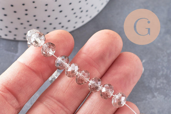 Perles abacus cristal facette gris 8mm x1 fil de 39cm (G0660)