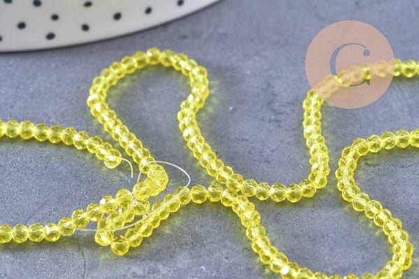 Perles abacus cristal jaune 2.9mm, x1 fil de 35cm (G10949)
