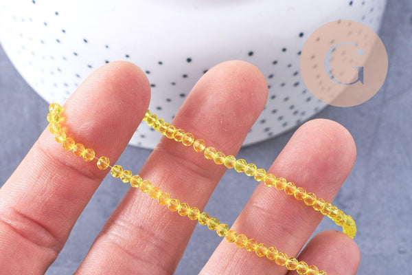 Perles abacus cristal jaune 2.9mm, x1 fil de 35cm (G10949)
