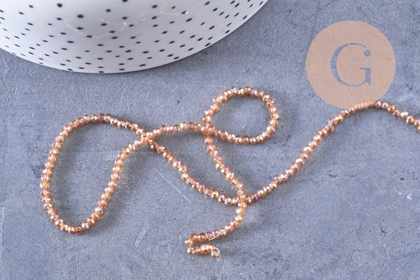 Perles abacus cristal jaune ambre irisé 2.7mm, x1 fil de 28cm (G10951)