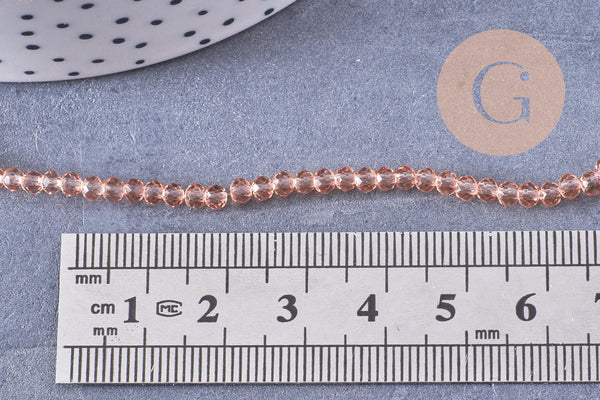 Perles abacus cristal rose clair 2.9mm, x1 fil de 35cm (G10947)