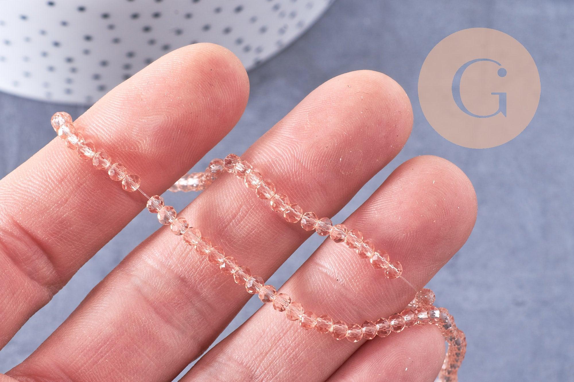 Perles abacus cristal rose clair 2.9mm, x1 fil de 35cm (G10947)