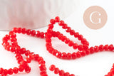Perles abacus rouge-orange, cristal orange, fourniture ,perle cristal, 3 mm, fil de 38 cm x1 (G4677)
