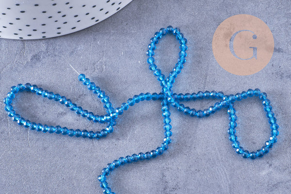 Perles abacus cristal turquoise 2.9mm, x1 fil de 35cm (G10948)