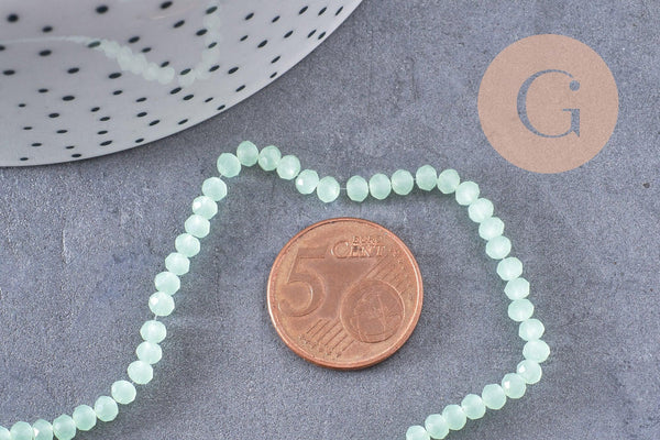 Perles abacus cristal vert clair 3mm, x1 fil de 40cm (G1563)