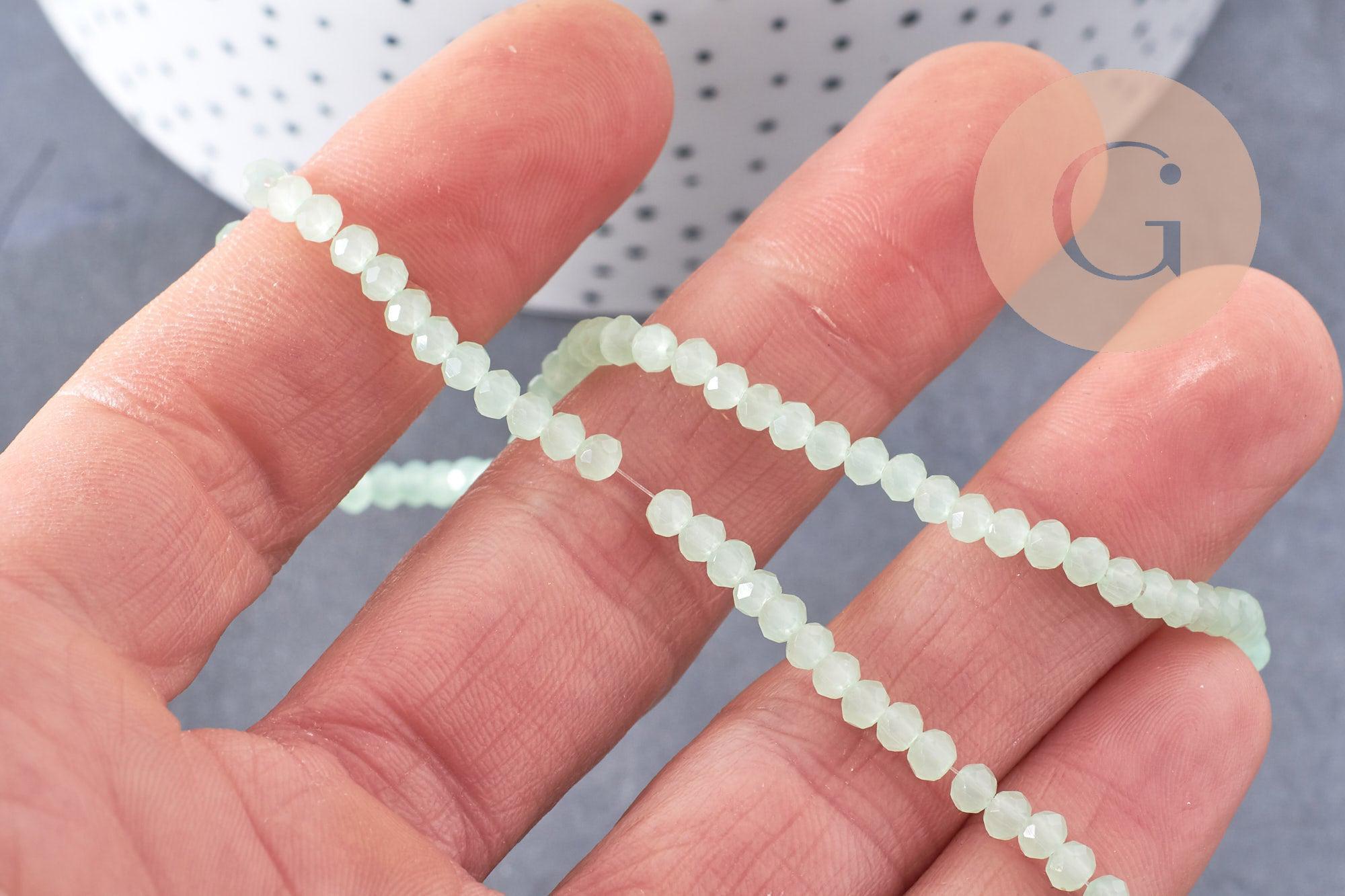 Perles abacus cristal vert clair 3mm, x1 fil de 40cm (G1563)