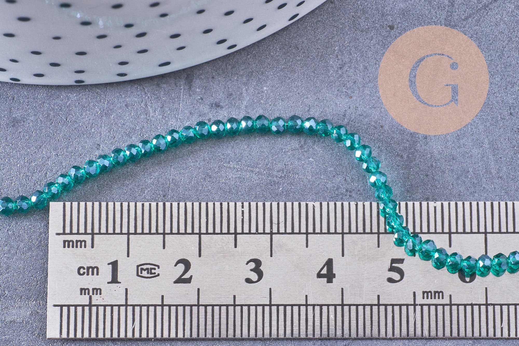Perles abacus cristal vert emeraude irisé 2.7mm, x1 fil de 28cm (G10952)