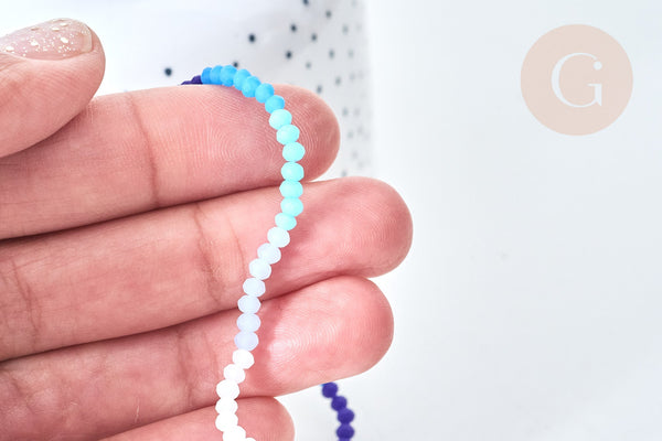 Perles abacus verre bleu camaïeu 3x2.5mm, x1 fil de 42.5cm (G7829)