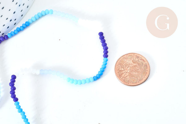 Perles abacus verre bleu camaïeu 3x2.5mm, x1 fil de 42.5cm (G7829)