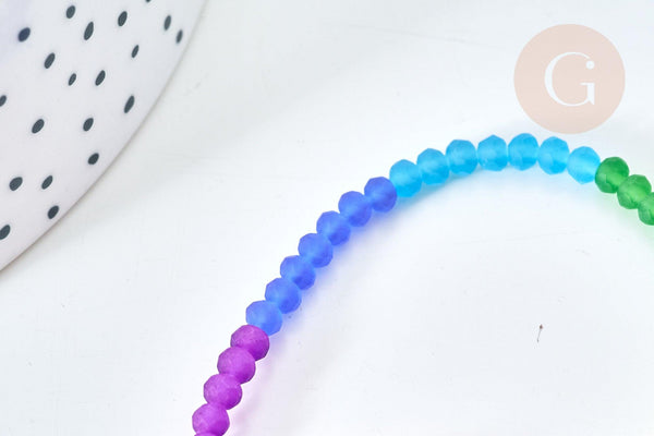 Perles abacus verre multicolore 2mm, création bijoux perles cristal, fil de 42.5cm, X1 (G7827)