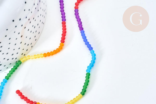 Perles abacus verre multicolore 2mm, création bijoux perles cristal, fil de 42.5cm, X1 (G7827)