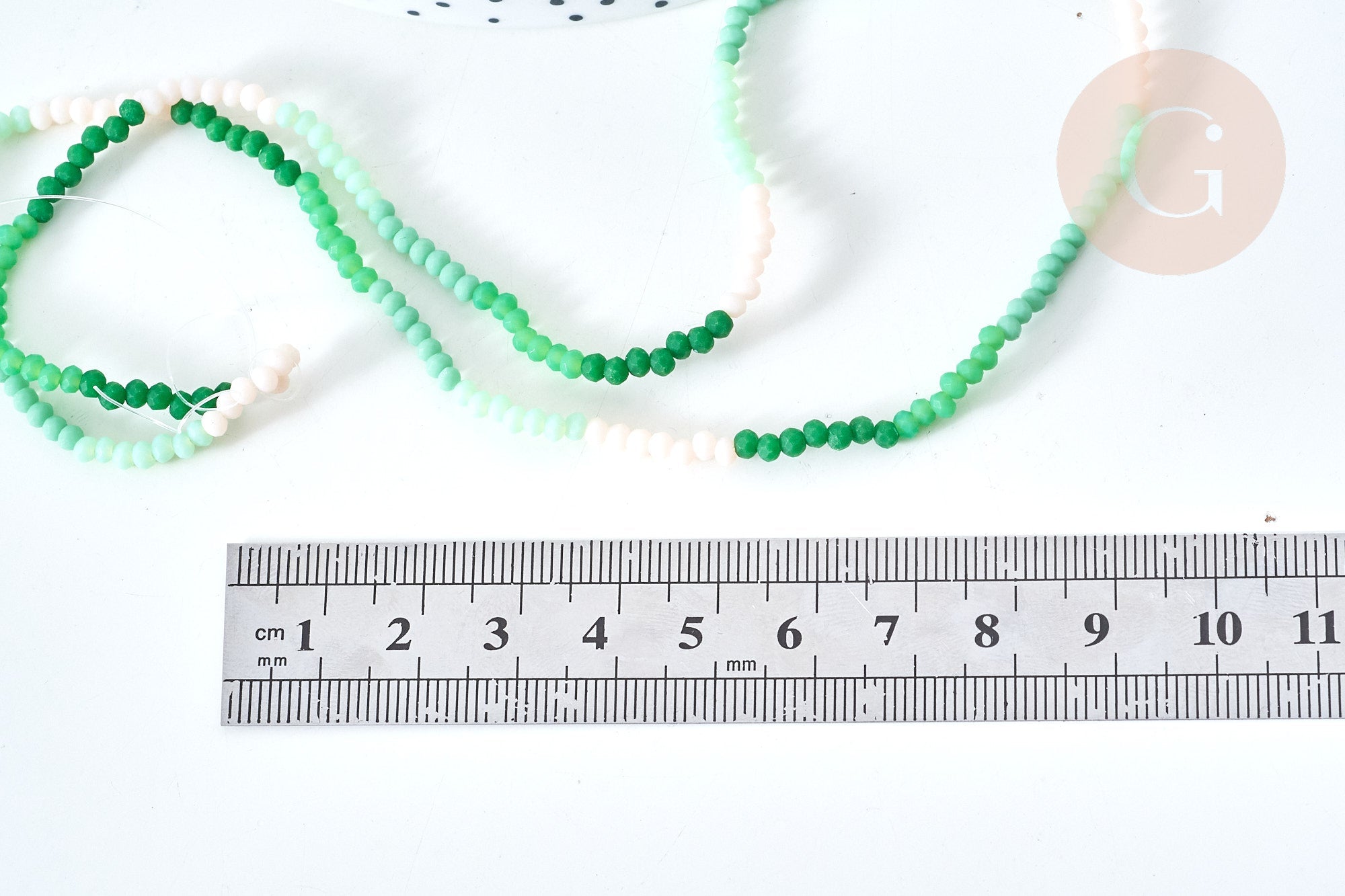 Perles abacus verre vert camaïeu 3x2.5mm, perles cristal, le fil de 42.5cm, x1 (G7830)