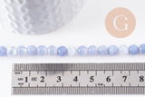 Perles calcédoine naturelle bleue 6mm, x1 fil de 38 cm (G2937)