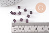 Perles carrées violettes, fourniture créative, perles verre tchèque, perles verre violet, création bijoux,4mm, x50 (G0542)