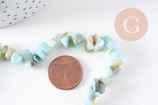 Perles chips amazonite naturelle 5-8mm, x1 fil 76cm (G10294)