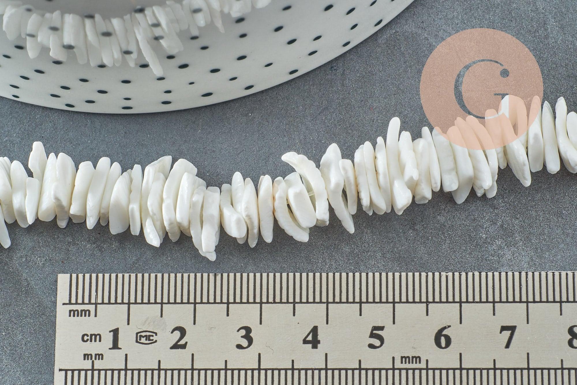 Perles chips coquillage naturel 6~12mm, x1 fil de 41cm (G3867)