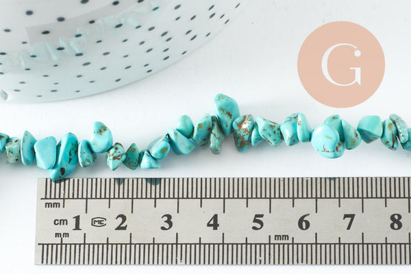 Perles chips howlite turquoise de synthèse 5-8mm, x1 fil 85cm (G3013)