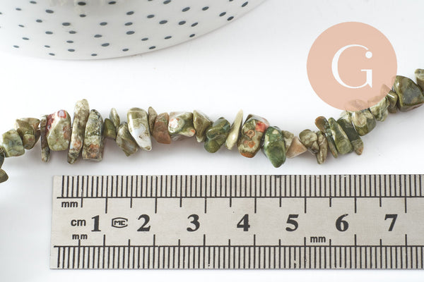 Perles chips turquoise vert marbré,bijou pierre naturelle, perles turquoise naturelle, fil 90 cm,5-8mm x1 (G5370)