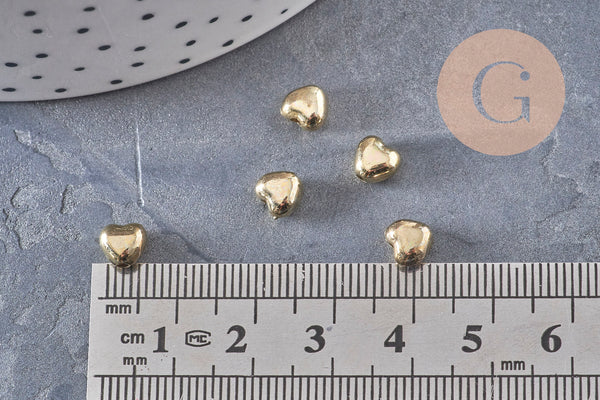 Perles coeur bombé plastique doré 5.5mm, x 10g (G10979)