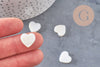 Perles coeur nacre blanche naturelle 13mm, x5 (G1073)