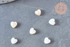 Perles coeur nacre naturelle blanche 6mm, 1x fil de 37cm (G6817)