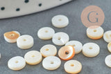 Perles coquillage blanc naturel heishi,rondelle coquillage ivoire,perle , 6mm, x50 (G3919)