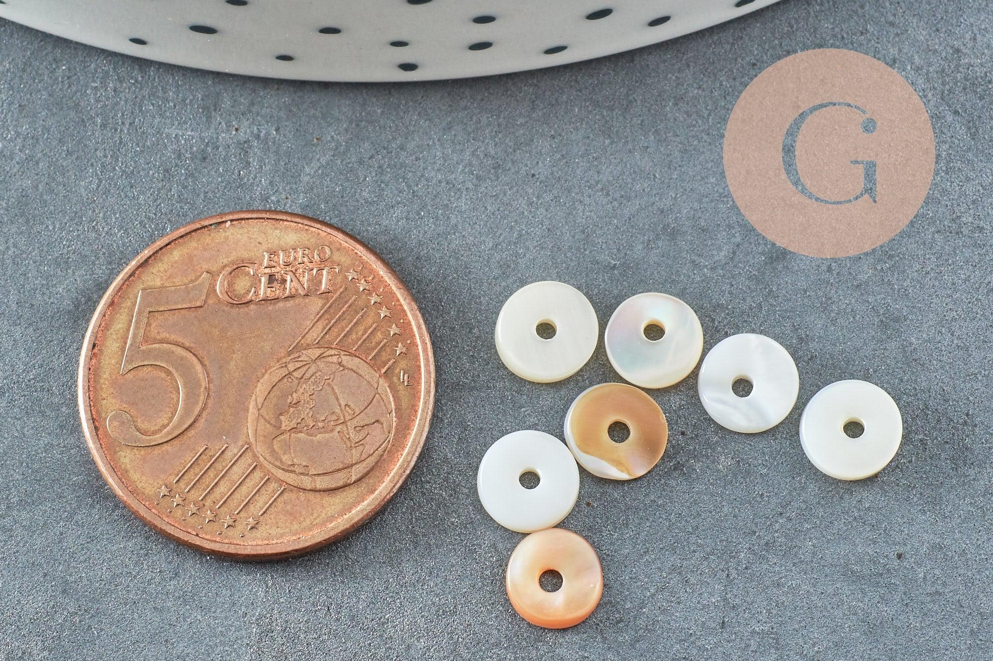 Perles coquillage blanc naturel heishi,rondelle coquillage ivoire,perle , 6mm, x50 (G3919)