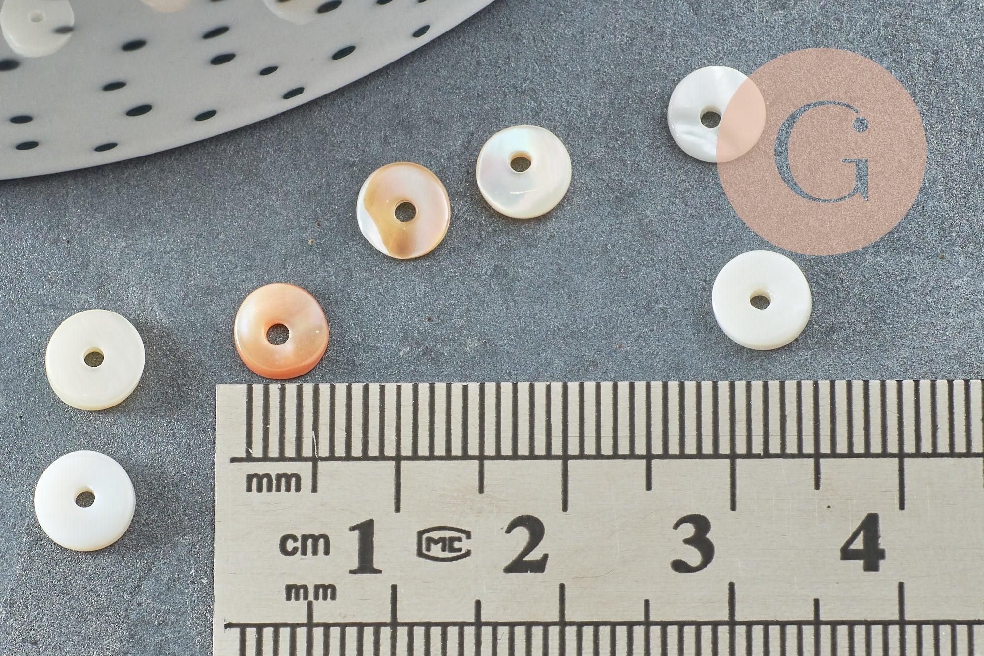 Perles coquillage blanc naturel heishi,rondelle coquillage ivoire,perle , 6mm, x50 (G3919)