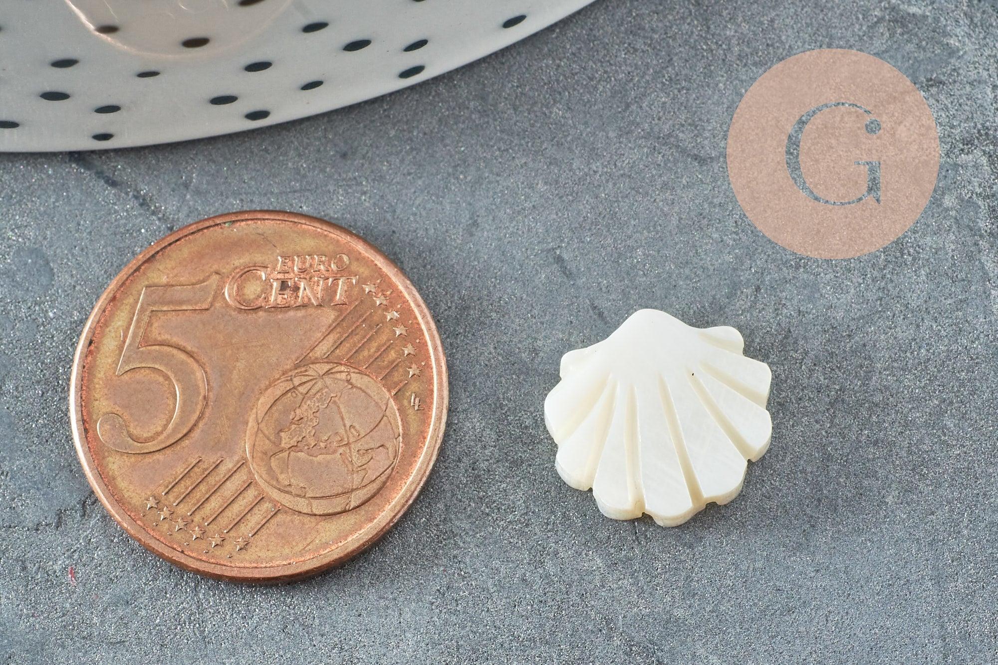Perles coquillage nacre blanche naturelle 12mm, x2 (G3653)