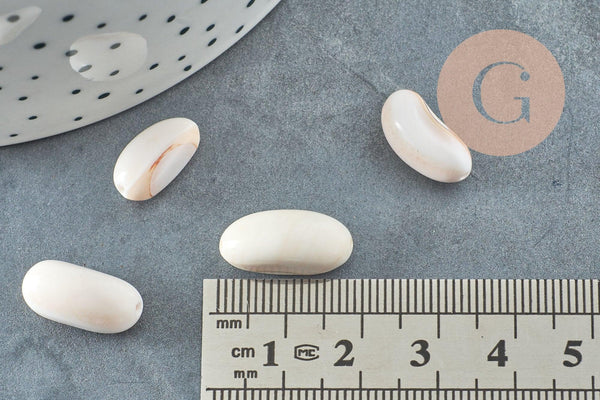 Perles coquillage naturel bisque beige 13-18mm, x10 (G0649)