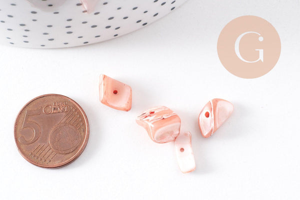 Perles coquillage naturel chips rose clair 8-18mm, x20gr (G1078)