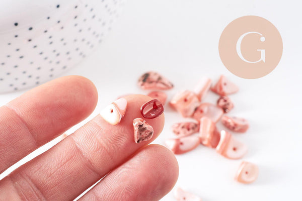 Perles coquillage naturel chips rose clair 8-18mm, x20gr (G1078)