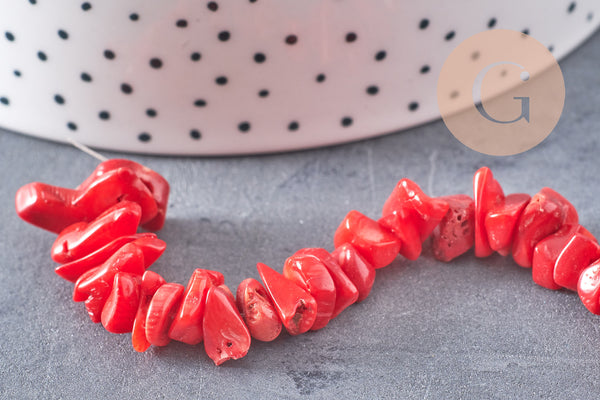 Perles corail rouge naturel, x20 grammes (G0994)