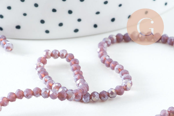 Perles cristal abacus lilas irisé 3.3x2mm, fil de 34cm x1 (G10726)
