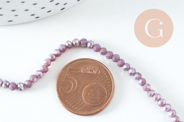 Perles cristal abacus lilas irisé 3.3x2mm, fil de 34cm x1 (G10726)