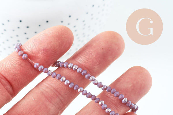 Perles cristal abacus lilas irisé 3.3x2mm, fil de 34cm x1 (G10726)