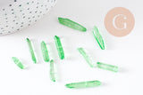Perles cristal de roche vert,pierre brute, création bijoux,perle pierres, pierre naturelle, 14-30mm, x10 G0323