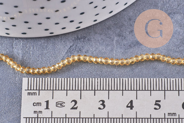 Perles cristal facette jaune topaze 8mm, x1 fil de 28cm (G0573)