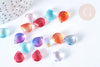 Perles cristal goutte couleurs mixtes 12mm, création bijoux verre, X10 (G7387)