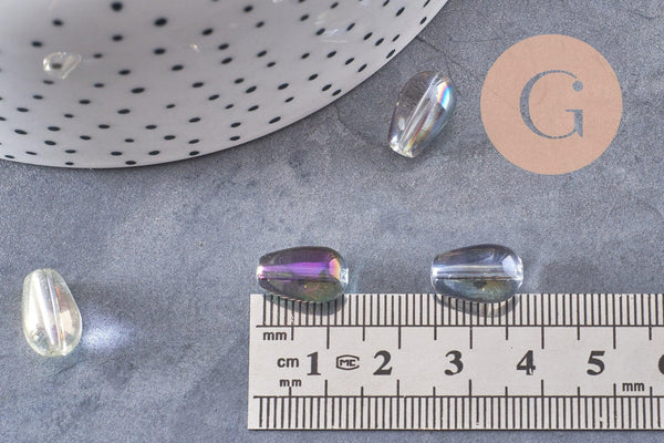 Perles cristal goutte multicolore, cristal autrichien, perles goutte, perle création bijoux 8x13mm, x50 (G2733)