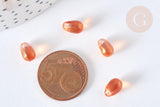 Perles cristal goutte orange paillettes dorées 9mm, x50 (G7290)