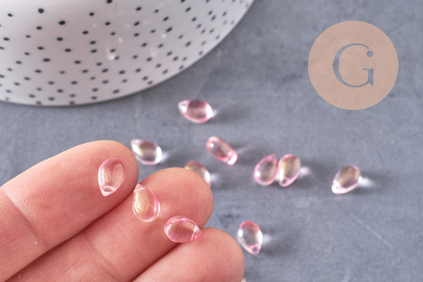 Perles cristal goutte rose or, cristal tchèque, perles goutte, perle ,9x6x5mm, x50 (G6858)