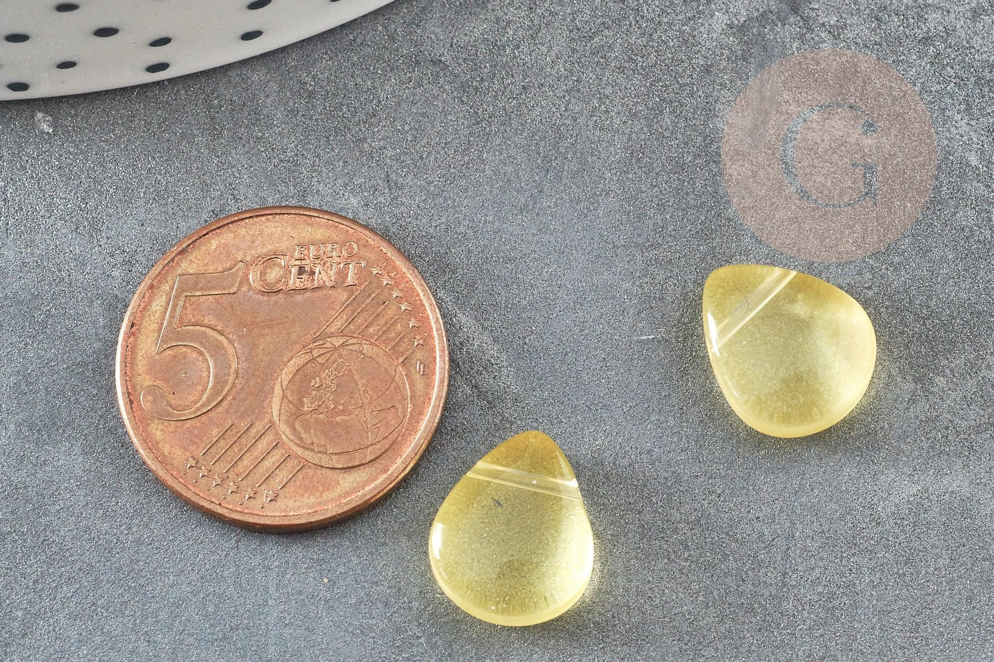 Perles cristal goutte verre jaune 10x12.5mm, x10 (G4193)