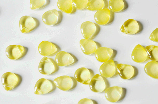 Perles cristal goutte verre jaune 10x12.5mm, x10 (G4193)